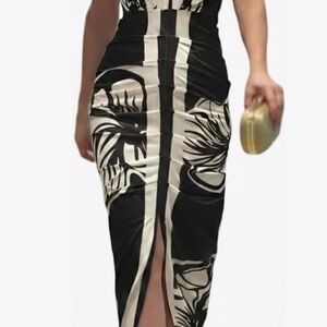 Chic Black and White High Low Dress NWOT